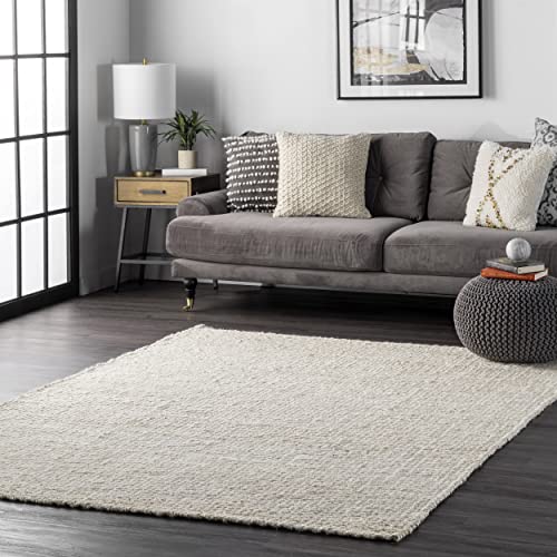 nuLOOM Hailey Hand Woven Jute Area Rug, 8' x 10', Off-white