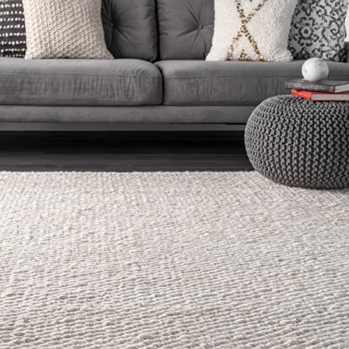 nuLOOM Hailey Hand Woven Jute Area Rug, 8' x 10', Off-white