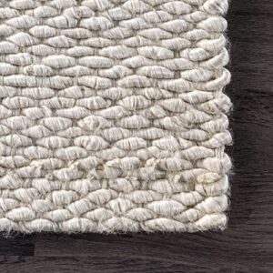 nuLOOM Hailey Hand Woven Jute Area Rug, 8' x 10', Off-white