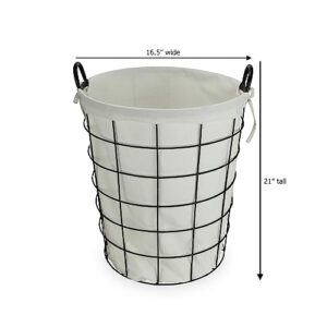 Cheung's 16S005 Lined Metal Wire Basket with Handles, Black