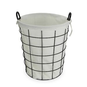 Cheung's 16S005 Lined Metal Wire Basket with Handles, Black