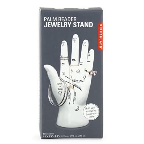 Kikkerland Palm Reader Jewelry Display Mannequin Holder Organizer Storage Stand, White, for Rings, Bracelets, Decoration