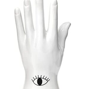 Kikkerland Palm Reader Jewelry Display Mannequin Holder Organizer Storage Stand, White, for Rings, Bracelets, Decoration