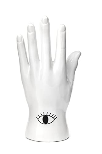 Kikkerland Palm Reader Jewelry Display Mannequin Holder Organizer Storage Stand, White, for Rings, Bracelets, Decoration