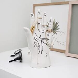 Kikkerland Palm Reader Jewelry Display Mannequin Holder Organizer Storage Stand, White, for Rings, Bracelets, Decoration