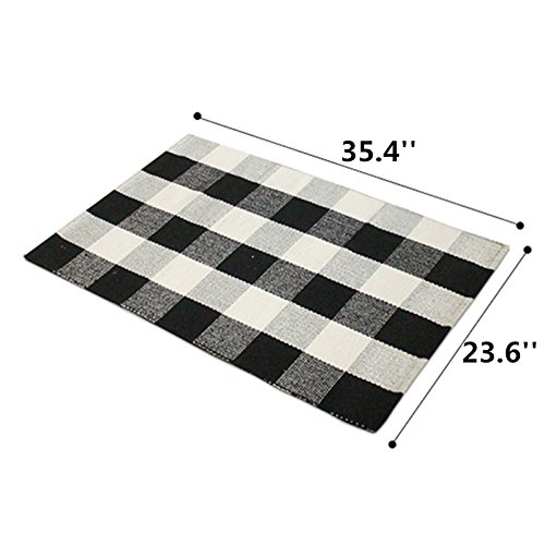 UKELER Buffalo Plaid Rugs 2×3- Cotton Retro Farmhouse Doormat Tartan Checkered Layered Door Mats Outdoor Hand-Woven Washable Throw Rugs for Front Porch/Kitchen/Sink/Bathroom/Entry Way