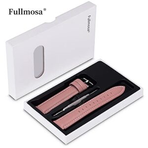 Fullmosa 20mm Leather Watch Bands Compatible with Samsung Galaxy Watch 5 40mm 44mm/Pro 45mm,Galaxy Watch 4 40mm 44mm/Classic 46mm 42mm(2021),Galaxy Watch 3 41mm/Watch 42mm/Active 2 40mm 44mm,Pink