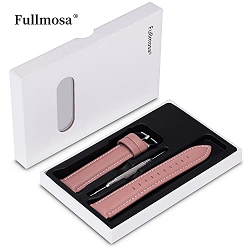 Fullmosa 20mm Leather Watch Bands Compatible with Samsung Galaxy Watch 5 40mm 44mm/Pro 45mm,Galaxy Watch 4 40mm 44mm/Classic 46mm 42mm(2021),Galaxy Watch 3 41mm/Watch 42mm/Active 2 40mm 44mm,Pink