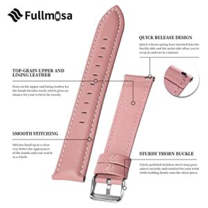 Fullmosa 20mm Leather Watch Bands Compatible with Samsung Galaxy Watch 5 40mm 44mm/Pro 45mm,Galaxy Watch 4 40mm 44mm/Classic 46mm 42mm(2021),Galaxy Watch 3 41mm/Watch 42mm/Active 2 40mm 44mm,Pink