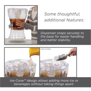 Buddeez 3.5 Gallon Beverage Dispenser - Clear Drink Dispenser, 3.5 Gallon Plastic Beverage Dispenser comes with Stand, Spigot, Ice Cone, Large Punch Dispenser for Parties (Bonus Chalkboard ID Tag)