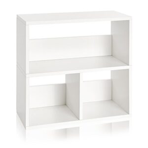 way basics collins cubby organizer, bookcase storage and shelving (tool-free assembly and uniquely crafted from sustainable non toxic zboard paperboard), white