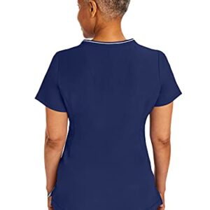 Healing Hands Scrubs top for Women 3 Pocket Zipper Y-Neck Women's Scrub Top Light Breathable Stretch Fabric 2254 Sonia HH360 Navy 2XL