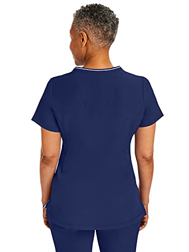 Healing Hands Scrubs top for Women 3 Pocket Zipper Y-Neck Women's Scrub Top Light Breathable Stretch Fabric 2254 Sonia HH360 Navy 2XL