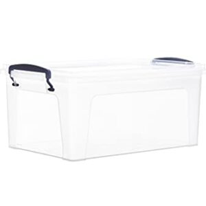 Superio Clear Storage Bin with Lid, Stackable Plastic Deep Storage Latch Box with Snap Lock Closure (9.5 Quart)