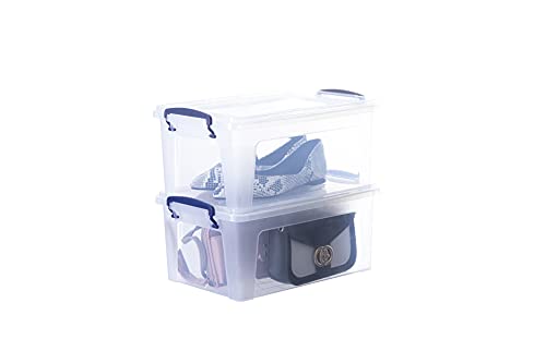 Superio Clear Storage Bin with Lid, Stackable Plastic Deep Storage Latch Box with Snap Lock Closure (9.5 Quart)