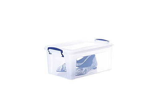 Superio Clear Storage Bin with Lid, Stackable Plastic Deep Storage Latch Box with Snap Lock Closure (9.5 Quart)