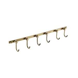wincase brass hook rack, bathroom towels hooks coat rack, antique bath wall hook vintage mounted brushed brass 6 hooks