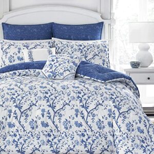laura ashley home - elise collection - luxury ultra soft comforter, all season premium bedding set, stylish delicate design for home décor,blue, twin