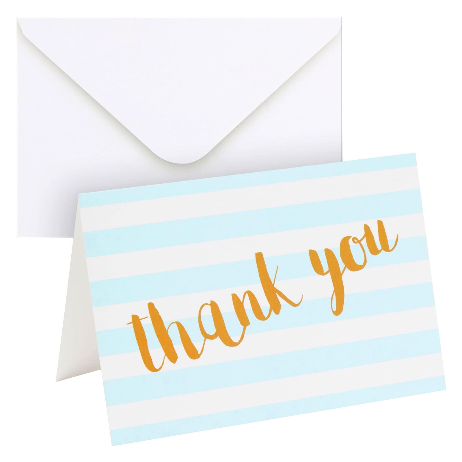 Juvale 12-Pack Blank Thank You Cards with White Envelopes, Baby Blue Striped Design, for Wedding, Bridal Shower, Baby Shower, Gender Reveal, Graduation, Business (4x6 in)