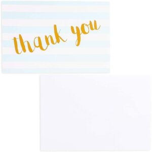 Juvale 12-Pack Blank Thank You Cards with White Envelopes, Baby Blue Striped Design, for Wedding, Bridal Shower, Baby Shower, Gender Reveal, Graduation, Business (4x6 in)