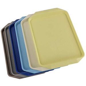 pekky plastic fast food trays for eating, rectangle serving tray with handle, 16.7" x 11.8", set of 6