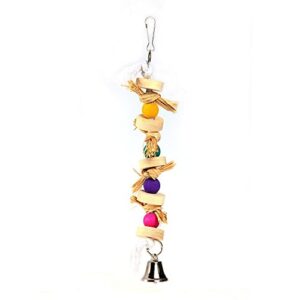 hypeety parrot pet bird chew toy wooden straw with bell cage swing toys cage hanging accessory
