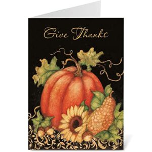 current pumpkin harvest scripture thanksgiving greeting cards set - susan winget religious holiday card variety value pack, set of 8 large 5 x 7-inch cards, envelopes included