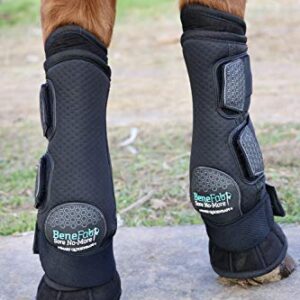 BENEFAB Therapeutic Smart HIND QuickWrap | 1 Pair/2PCS Wraps with Far-Infrared Technology & Magnetic Therapy | Stable or Shipping Boot | Prevent Injuries | Reduce Pain & Stiffness | Black