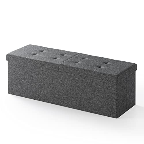 Otto & Ben 45" Storage Ottoman with SMART LIFT Top, Upholstered Tufted Bench, Foot Rest, Dark Grey