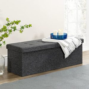 Otto & Ben 45" Storage Ottoman with SMART LIFT Top, Upholstered Tufted Bench, Foot Rest, Dark Grey
