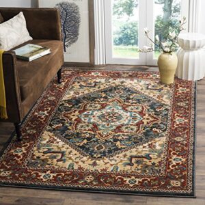 safavieh summit collection 8' x 10' dark grey / red smt293a traditional oriental non-shedding living room bedroom dining home office area rug