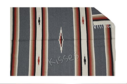 handmade Large Diamond Serape Southwestern Mexican Blanket Horse Saddle Yoga Sarape Rug