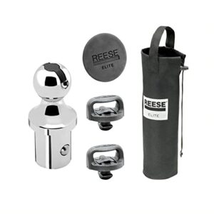 reese elite™ series gooseneck hitch head, accessory kit, gooseneck hitch ball, storage bag, safety chains, hole cover