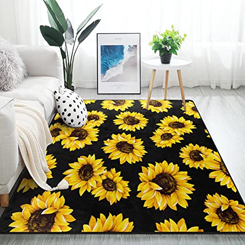 ALAZA Shabby Chic Floral Sunflower Area Rug Rugs for Living Room Bedroom 7'x5'