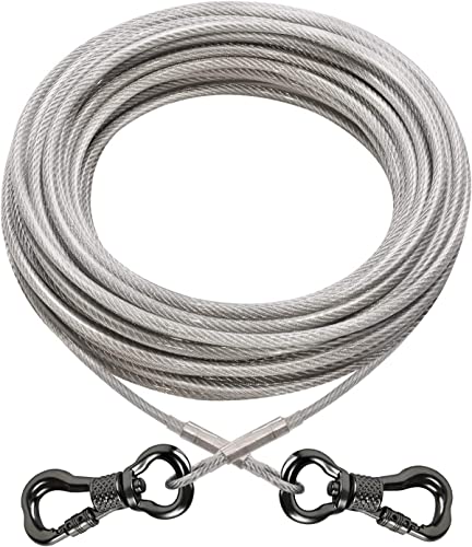 XiaZ 50 ft Dog Tie Out Run Trolley Cable, Pet Heavy Duty Reflective Dog Leash Lead Runner for Large Dogs Up to 250 Pound Silver