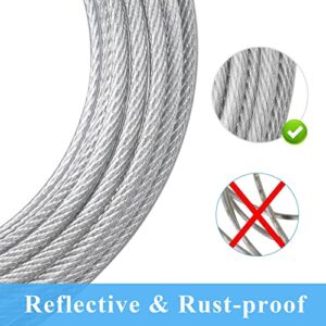 XiaZ 50 ft Dog Tie Out Run Trolley Cable, Pet Heavy Duty Reflective Dog Leash Lead Runner for Large Dogs Up to 250 Pound Silver