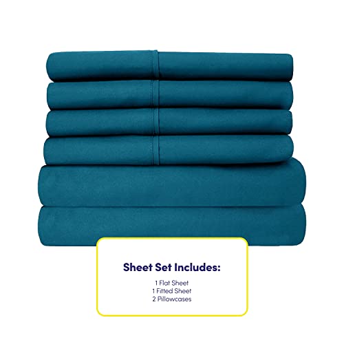 Twin Size Bed Sheets - 4 Piece 1500 Supreme Collection Fine Brushed Microfiber Deep Pocket Twin Sheet Set Bedding - 1 EXTRA PILLOW CASES, GREAT VALUE, Twin, Teal