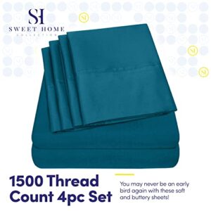 Twin Size Bed Sheets - 4 Piece 1500 Supreme Collection Fine Brushed Microfiber Deep Pocket Twin Sheet Set Bedding - 1 EXTRA PILLOW CASES, GREAT VALUE, Twin, Teal