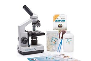 microscope kit for fecal egg count, by eggzamin. accessories for testing and how-to guide to test your animals for parasites before deworming.