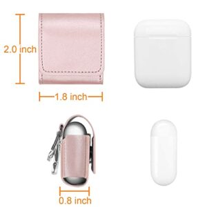 Fintie Case for AirPods 2&1, Premium PU Leather Magnet Closure Protective Portable Cover Skin with Metal Clasp and Keychain for AirPods 2&1, Rose Gold