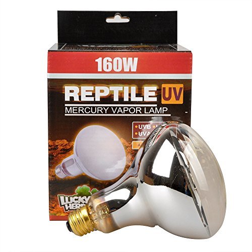 LUCKY HERP Reptile UVA UVB Mercury Vapor Bulb Lamp,Screw Thread,160 Watt (Clear)