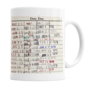 library due date card coffee mug - gift for readers, librarians