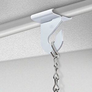 GlossyEnd Pack of 50 Pairs - High Strength Aluminum Two Piece Ceiling Hooks for Drop-Ceiling T-Bars, 50 Right and 50 Left, White Enamel Finish, Holds up to 15 lbs. 1" W x 1 ½"H