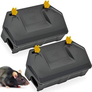 rat bait station outdoor 2 pack - rat trap outdoor with key eliminates rats fast. keeps children and pets safe indoor outdoor (2 pack) (bait not included)