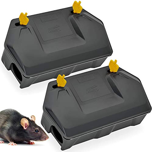 Rat Bait Station Outdoor 2 Pack - Rat Trap Outdoor with Key Eliminates Rats Fast. Keeps Children and Pets Safe Indoor Outdoor (2 Pack) (Bait not Included)