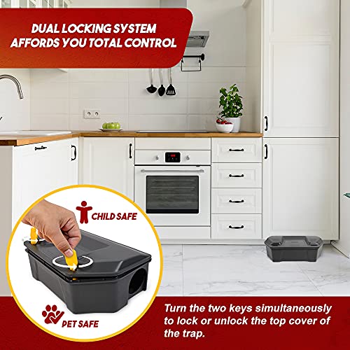 Rat Bait Station Outdoor 2 Pack - Rat Trap Outdoor with Key Eliminates Rats Fast. Keeps Children and Pets Safe Indoor Outdoor (2 Pack) (Bait not Included)