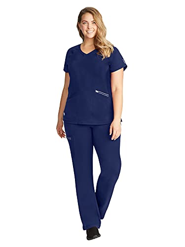 Healing Hands Womens Scrub Top 3 Pocket V-Neck Lightweight Breathable Fabric Scrub Tops for Women HH360 2284 Serena Navy 2XL