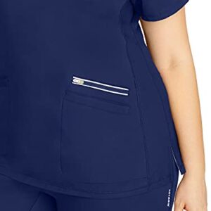 Healing Hands Womens Scrub Top 3 Pocket V-Neck Lightweight Breathable Fabric Scrub Tops for Women HH360 2284 Serena Navy 2XL