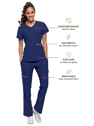 Healing Hands Womens Scrub Top 3 Pocket V-Neck Lightweight Breathable Fabric Scrub Tops for Women HH360 2284 Serena Navy 2XL