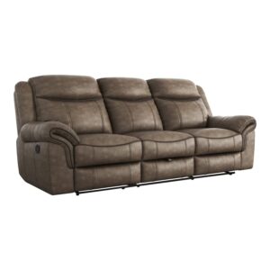 homelegance 87" double reclining sofa (manual), brown